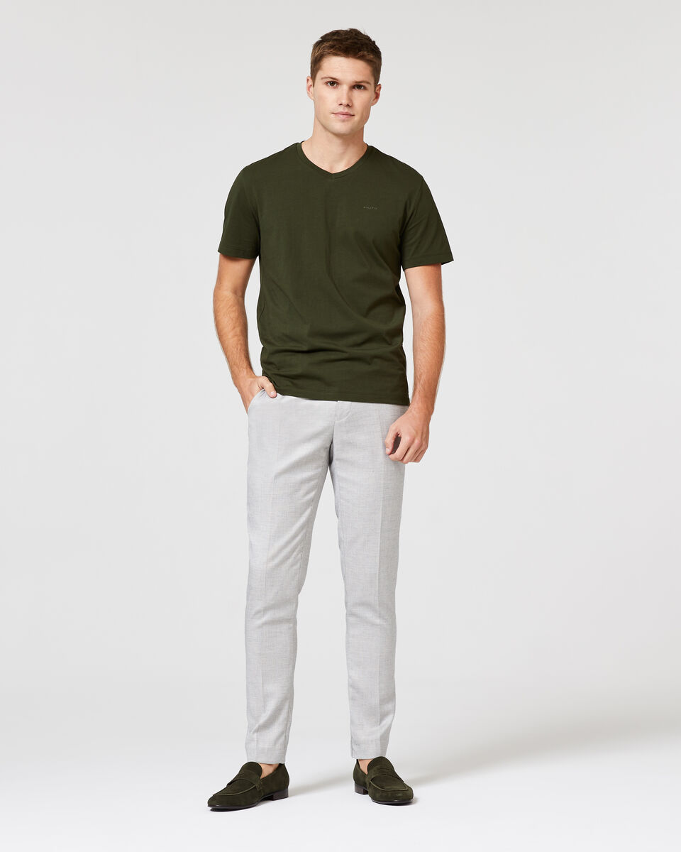 Plain V-Neck Tee, Dark Green, hi-res